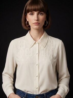 Vintage Blouse Satin Buttons